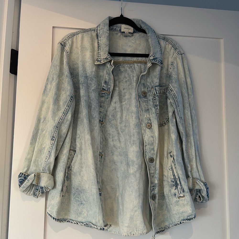 Oversized acid washed denim button up